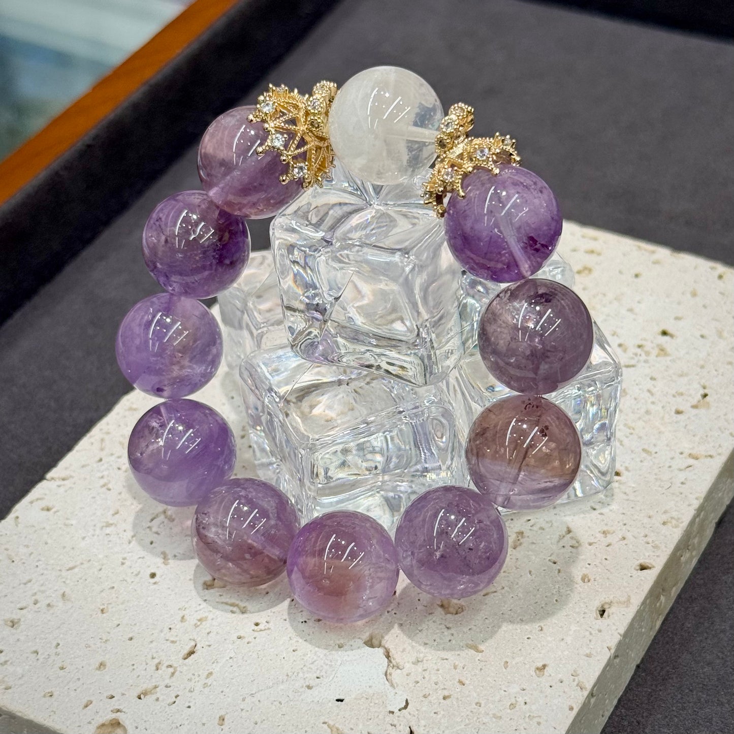 Ametrine, Amethyst, Snow Phantom Quartz Bracelet - Fortune, Career & Protection