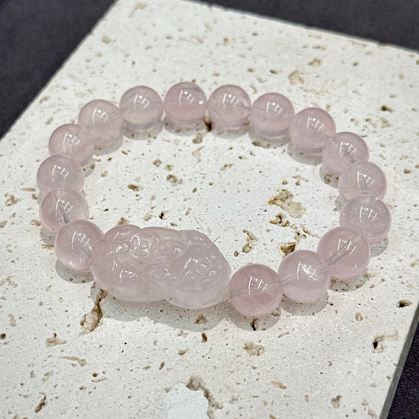 Rose Quartz Pixiu Bracelet - Love & Fortune