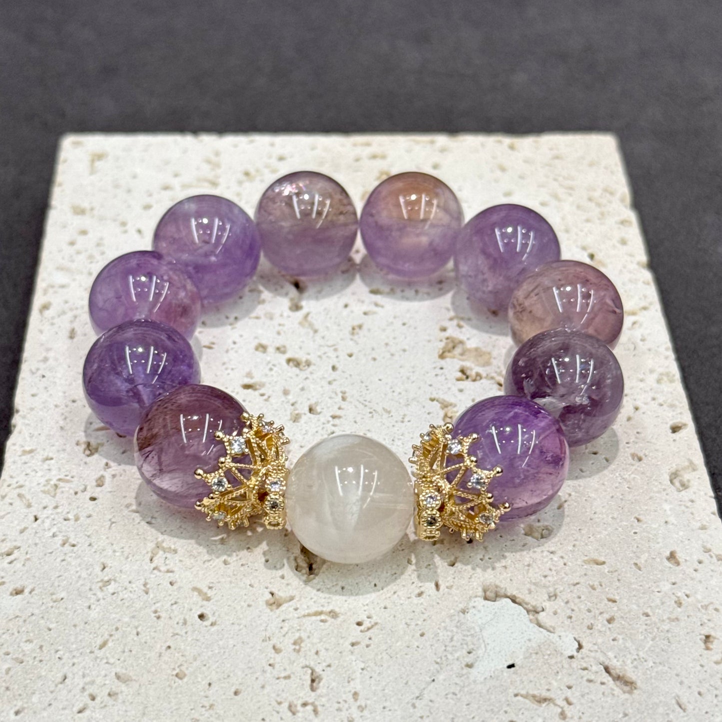 Ametrine, Amethyst, Snow Phantom Quartz Bracelet - Fortune, Career & Protection