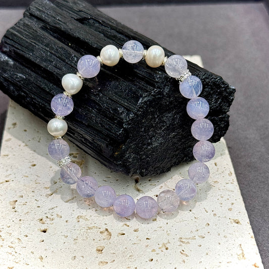 Lavender Milky Amethyst & Pearl Bracelet - Lavender Grace