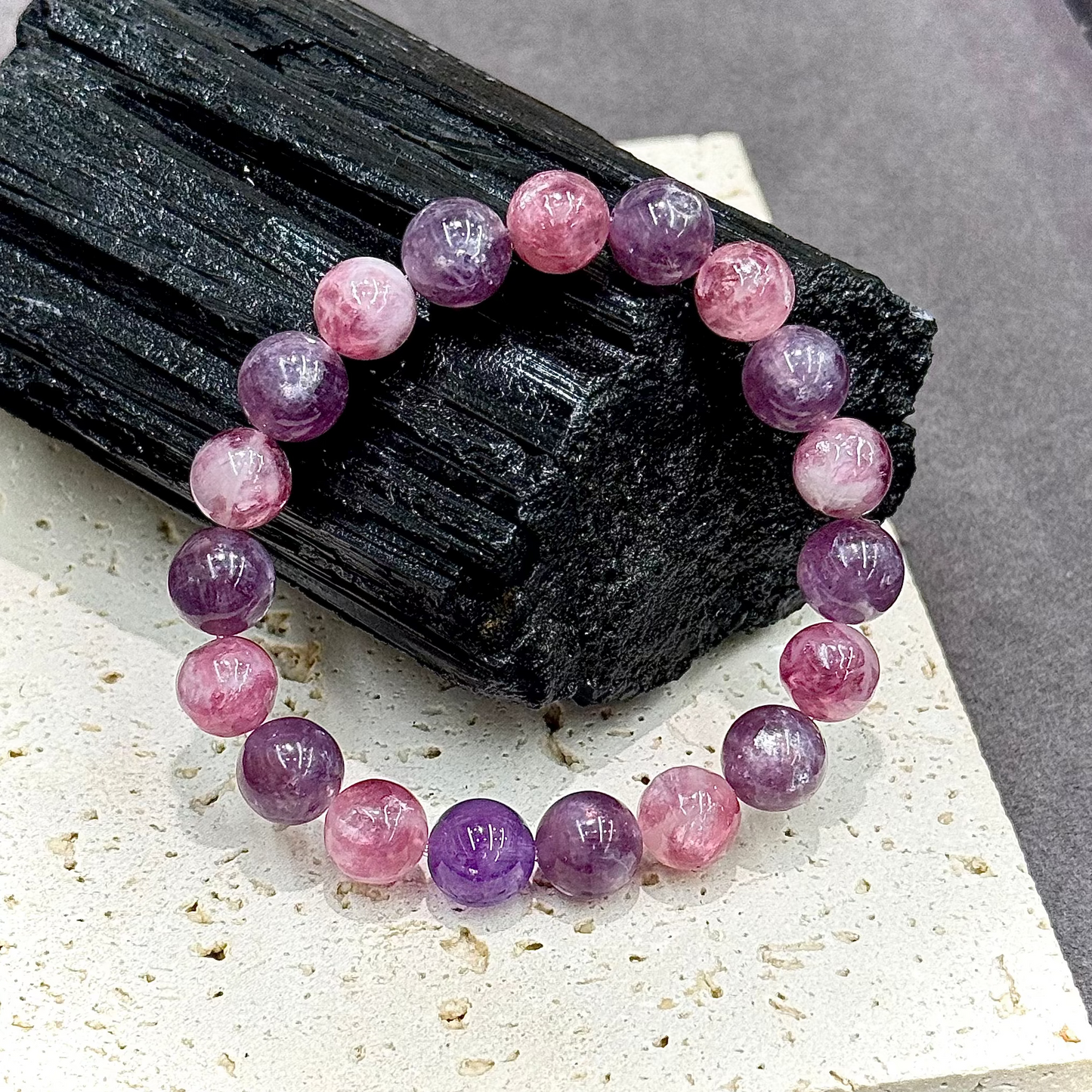 Pink Emerald, Purple Emerald & Amethyst Bracelet - Grape Aura · Love & Intuition