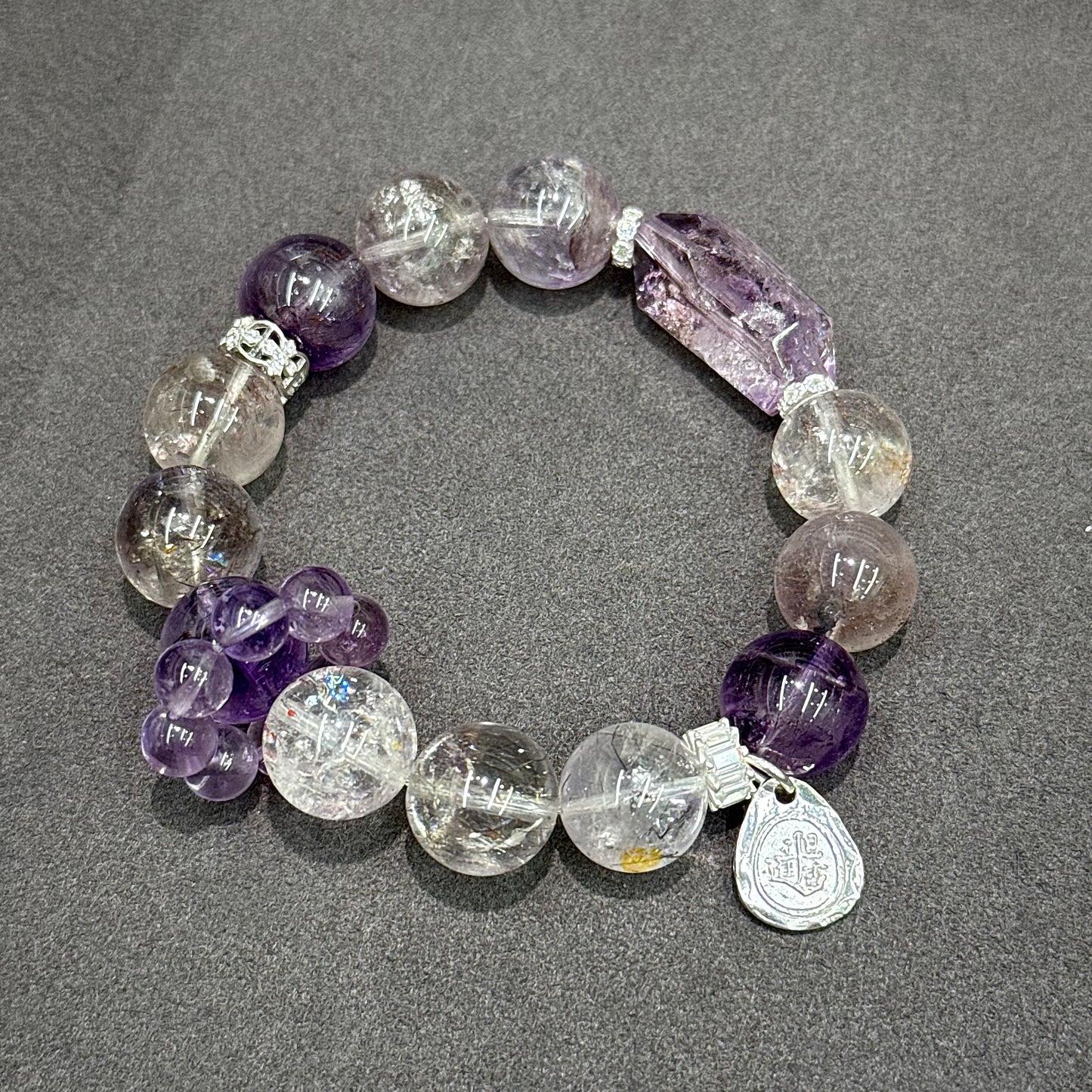 Super Seven (Purple), Amethyst & 999 Pure Silver Bracelet - Violet Ascension