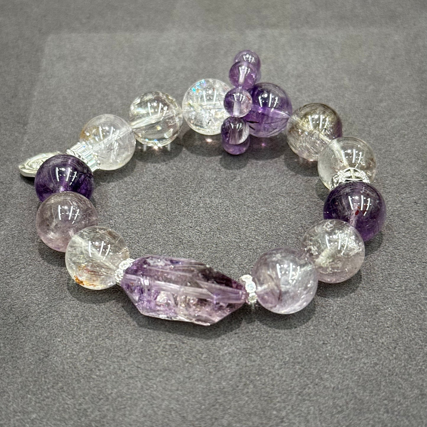 Super Seven (Purple), Amethyst & 999 Pure Silver Bracelet - Violet Ascension