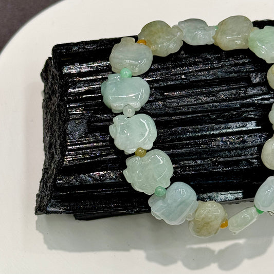 Jade Zodiac Pig Pendant Bracelet - Fortune Pig 福猪福珠