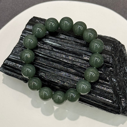 Chinese Qiemo Blue Hetian Nephrite Jade Bracelet - Ink Orchid 墨兰