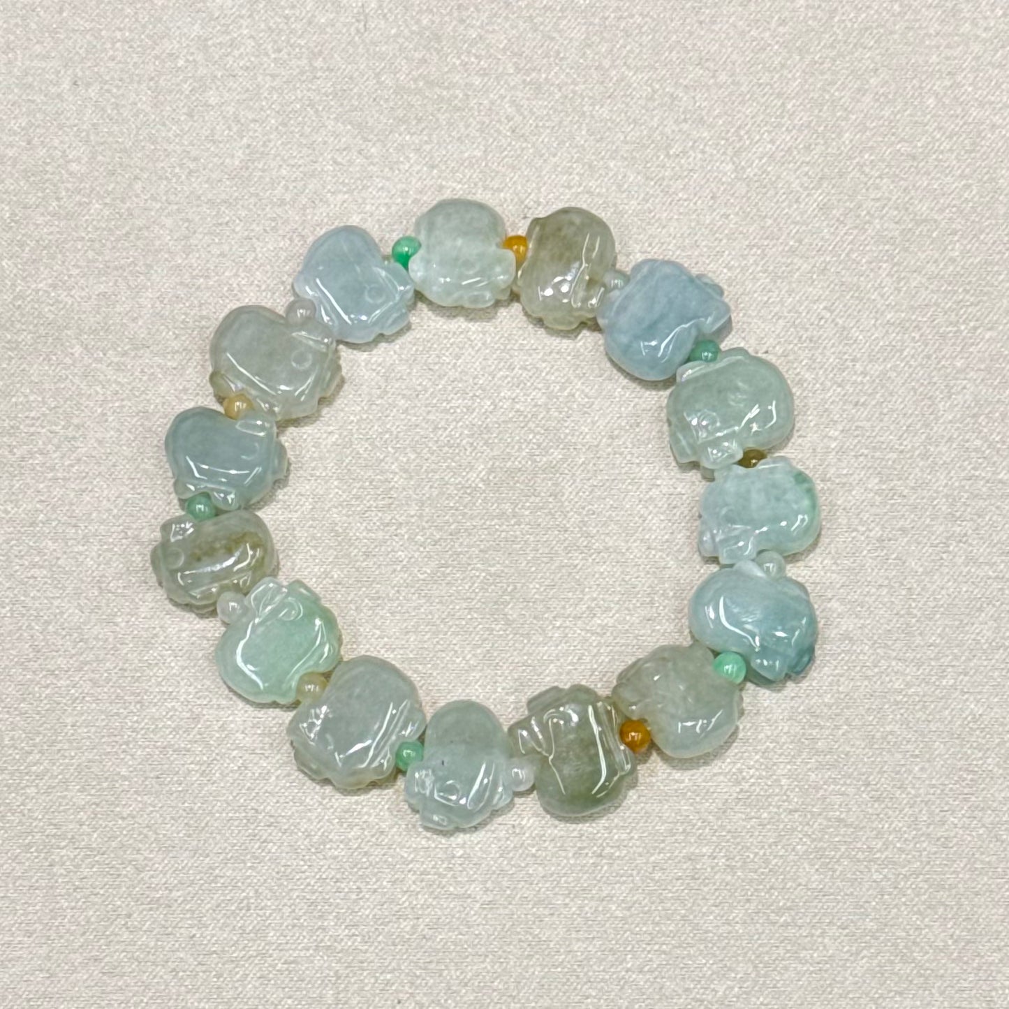 Jade Zodiac Pig Pendant Bracelet - Fortune Pig 福猪福珠