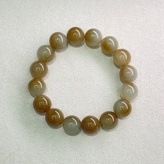 Hetian Nephrite Jade Bracelet - Caramel Nougat 焦糖布丁