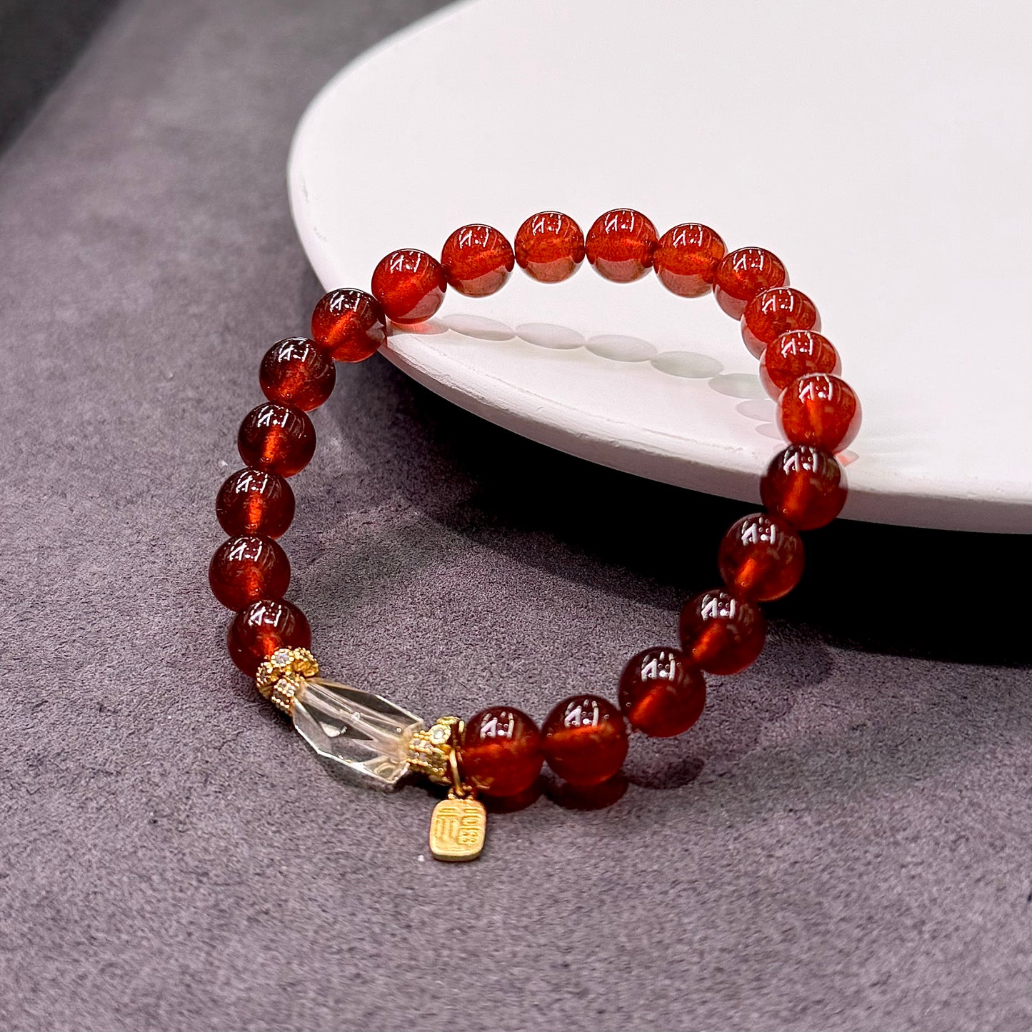 Garnet & Citrine Silver Bracelet - Golden Flame
