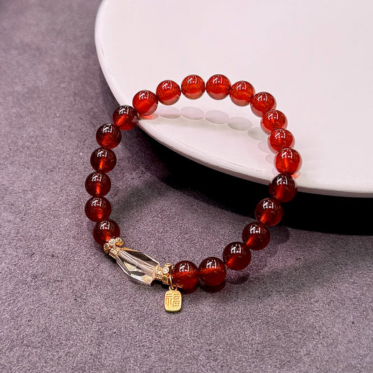 Garnet & Citrine Silver Bracelet - Golden Flame