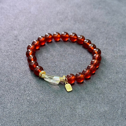 Garnet & Citrine Silver Bracelet - Golden Flame