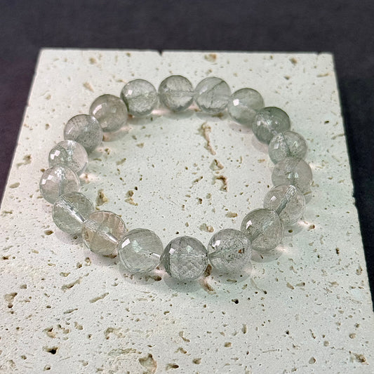 Green Phantom Quartz Bracelet - Emerald Star Faceted Celestial Field