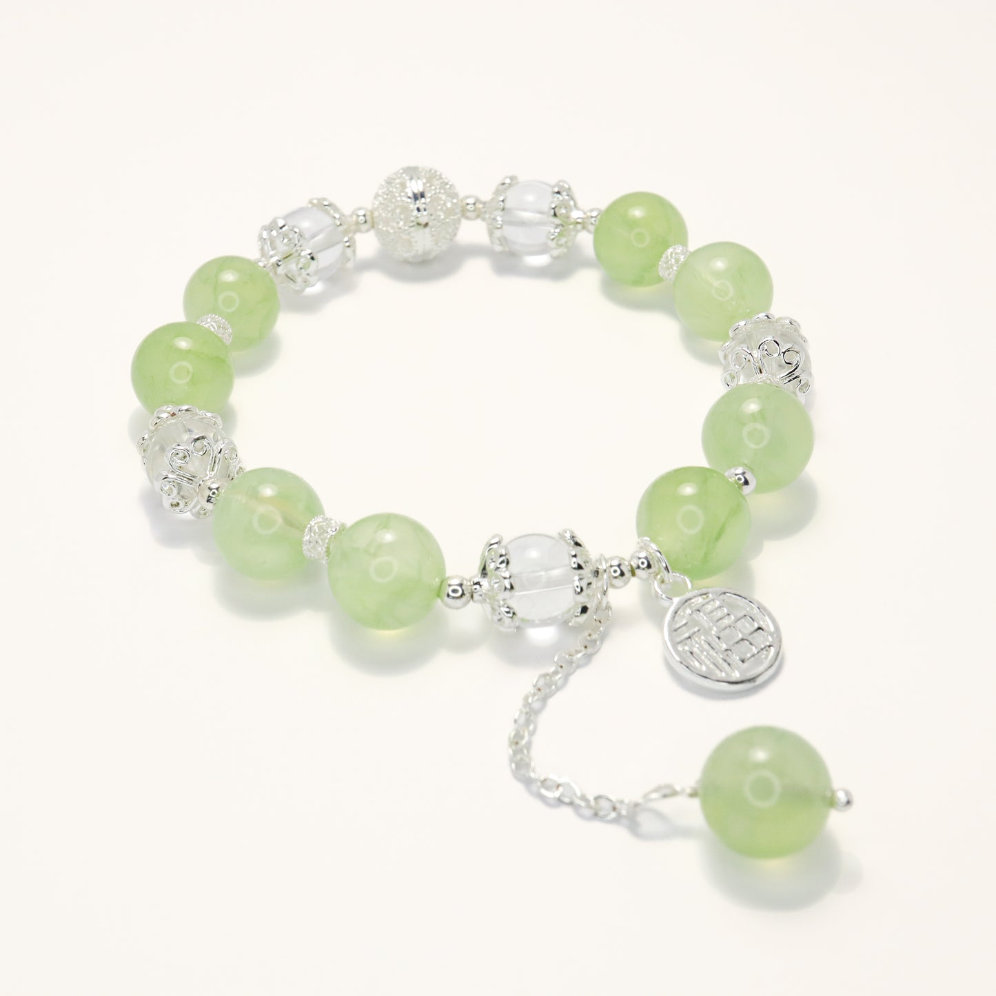 Luck & Hope - Prehnite & Clear Quartz Bracelet