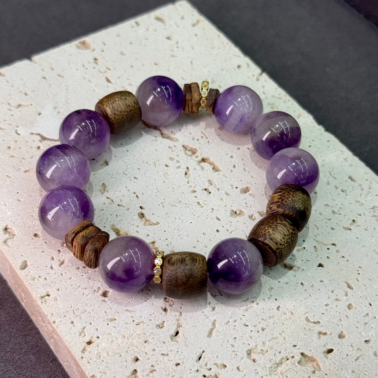 Lavender Amethyst & Agarwood Bracelet 薰衣草紫水晶&沉香木- Lavender Serenity 紫韵沉香