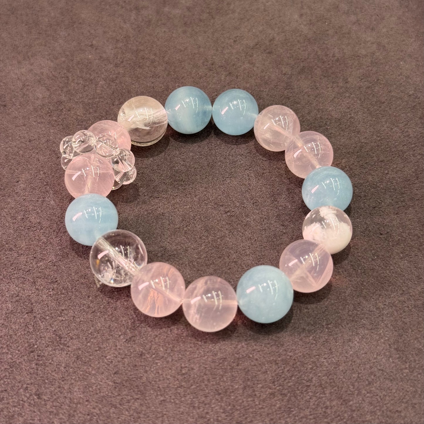 Crystal Garden Bracelet 海蓝宝&粉晶&雪花幽灵多宝- Blossom Skies 花语晴空
