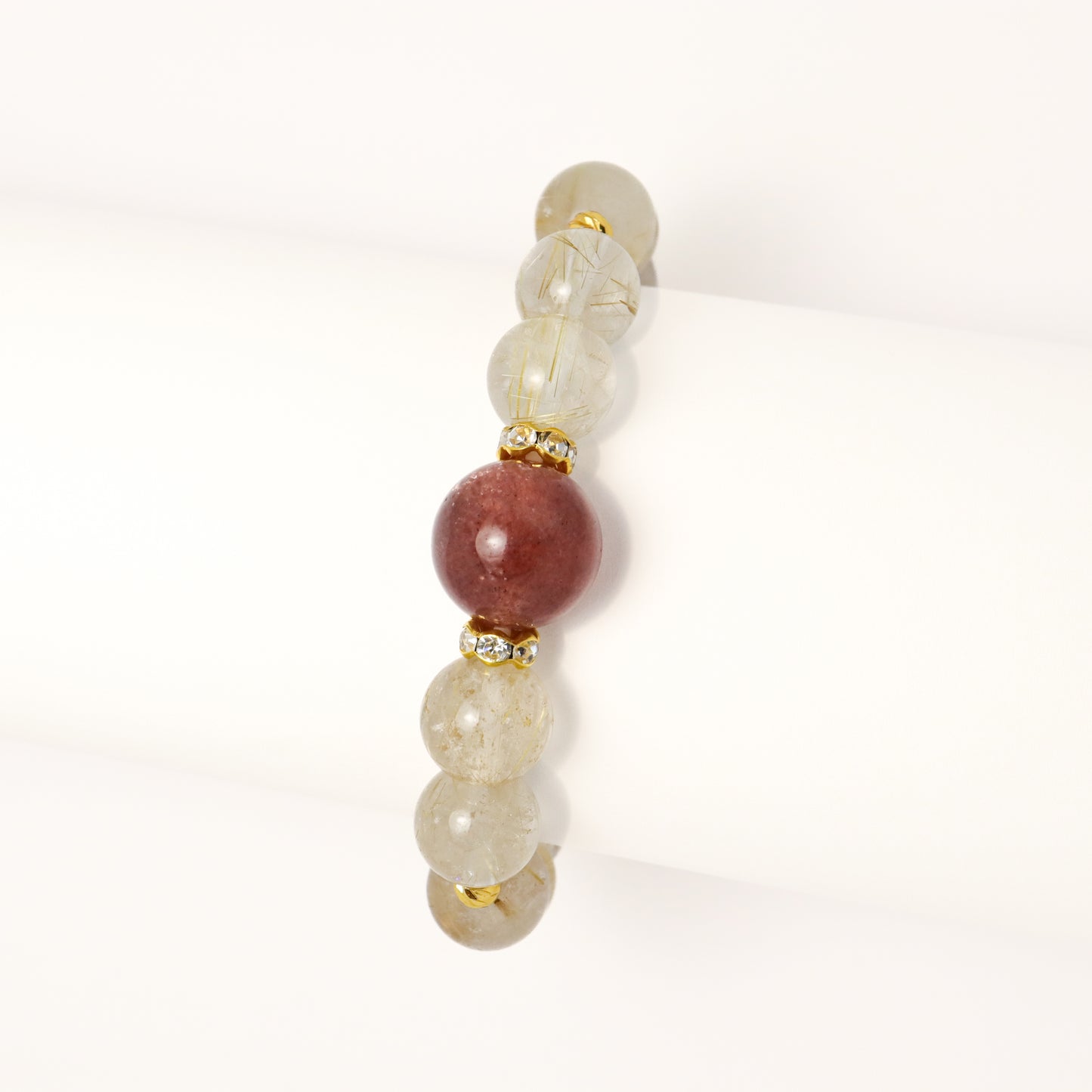 Plutus Bless - Strawberry Quartz & Golden Rutilated Quartz Crystal Bracelet