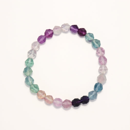 The Color of The World - Diamond Cut Multicolor Fluorite Bracelet