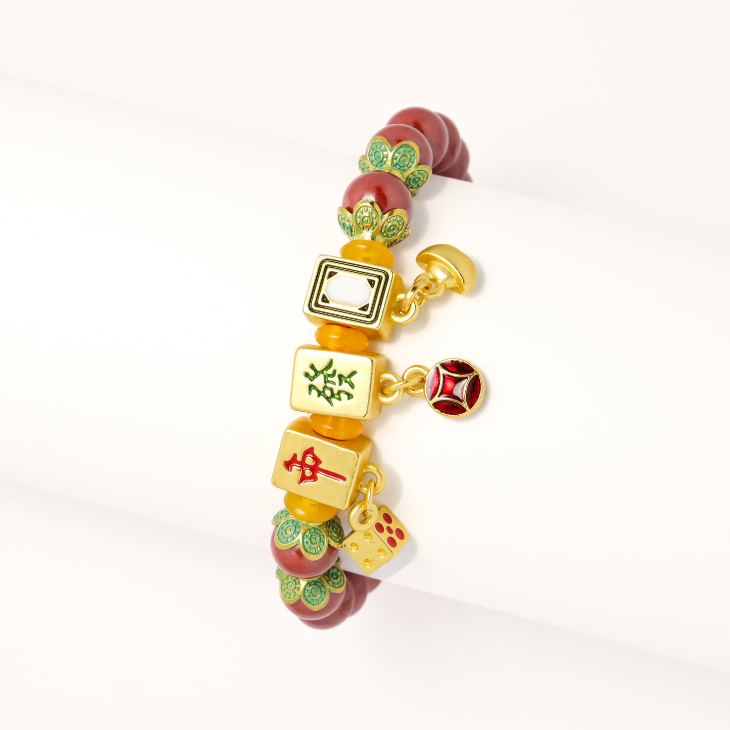 Mahjong Lucky Charm - High Grade Imperial Cinnabar Bracelet