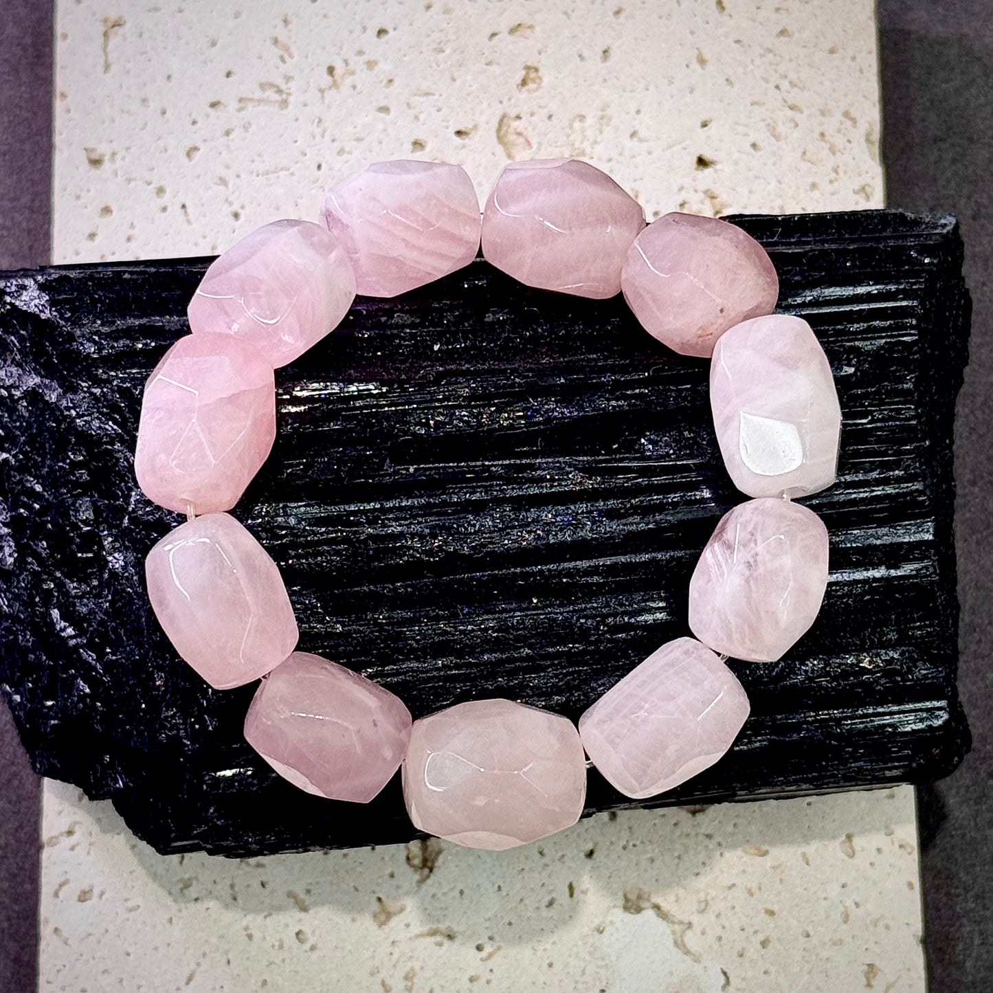 Rose Quartz Bracelet 粉晶随形 - Faceted Crystal Bloom 花影 🌸
