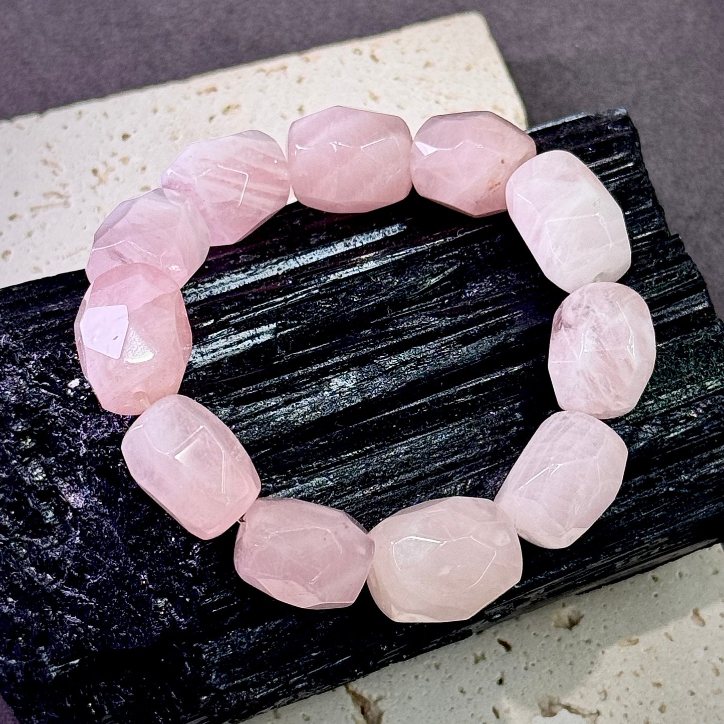 Rose Quartz Bracelet 粉晶随形 - Faceted Crystal Bloom 花影 🌸