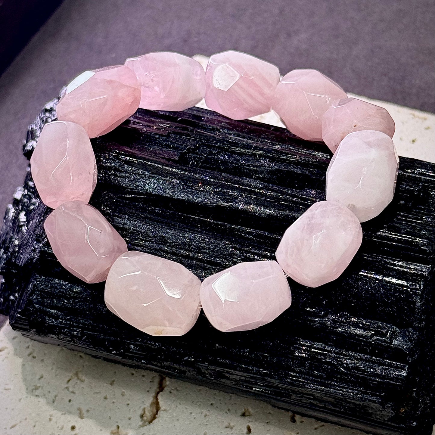 Rose Quartz Bracelet 粉晶随形 - Faceted Crystal Bloom 花影 🌸