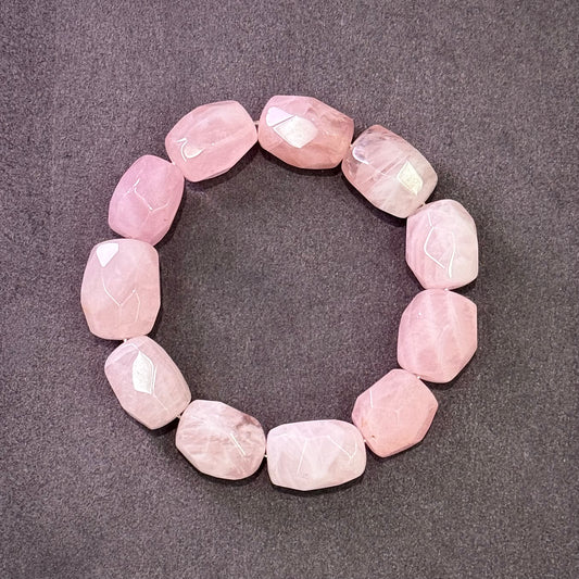 Rose Quartz Bracelet 粉晶随形 - Faceted Crystal Bloom 花影 🌸