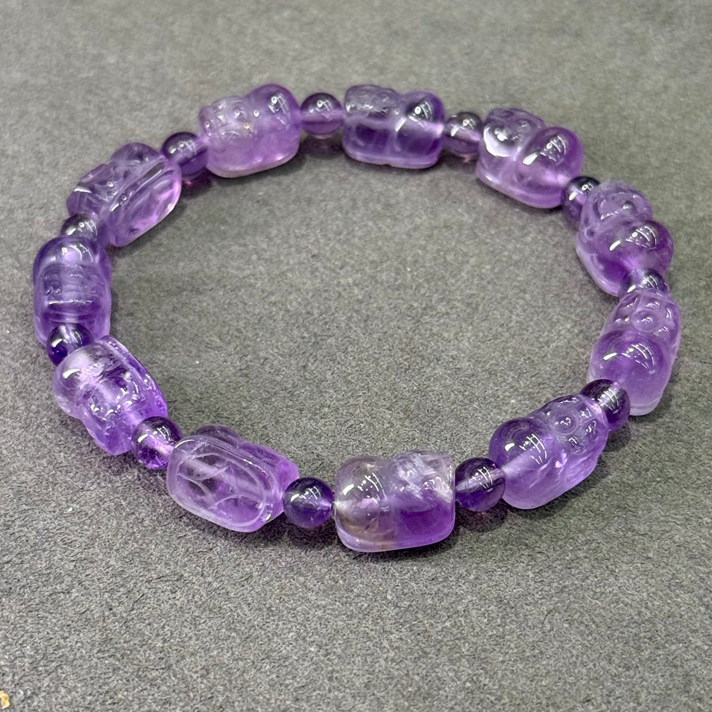 Brazilian Amethyst Pixiu Bracelet 巴西紫水晶 貔貅 - Guardian of Fortune 紫瑞守财