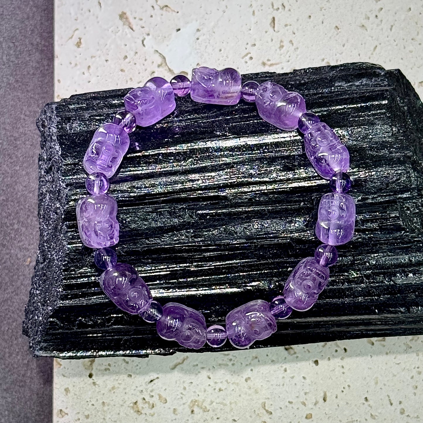 Brazilian Amethyst Pixiu Bracelet 巴西紫水晶 貔貅 - Guardian of Fortune 紫瑞守财