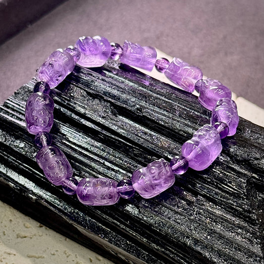 Brazilian Amethyst Pixiu Bracelet 巴西紫水晶 貔貅 - Guardian of Fortune 紫瑞守财