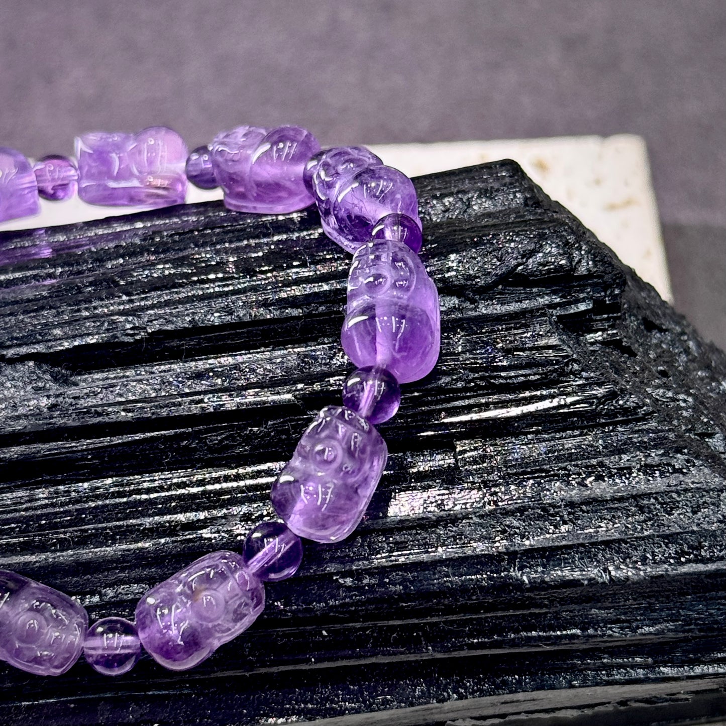 Brazilian Amethyst Pixiu Bracelet 巴西紫水晶 貔貅 - Guardian of Fortune 紫瑞守财