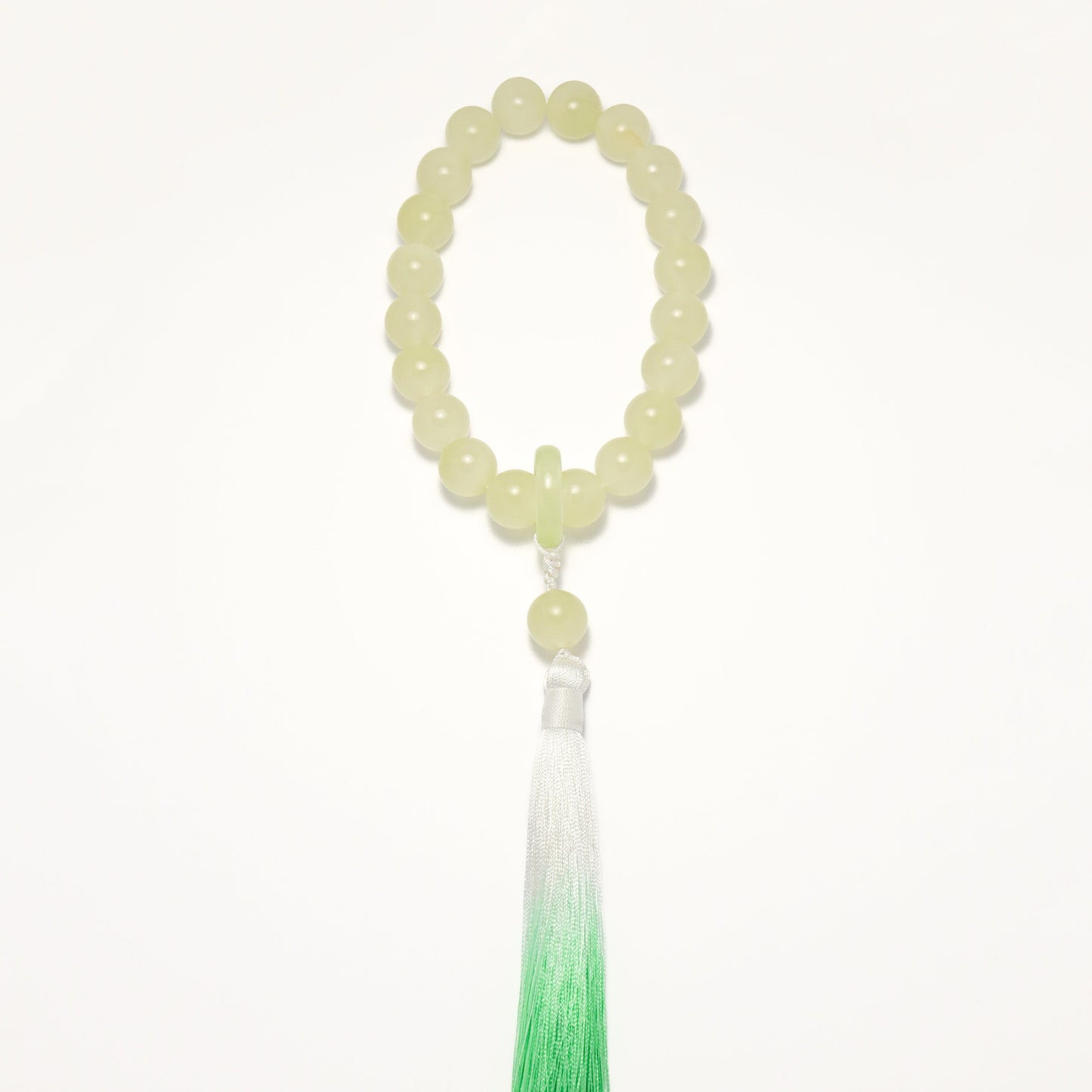 Mont Ice -  Greenish White Jade Worry Beads Bracelet