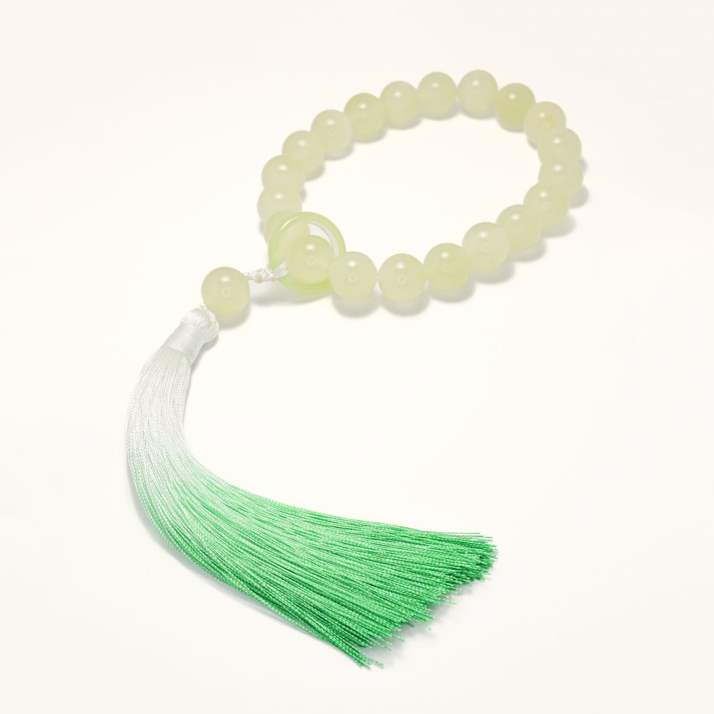 Mont Ice -  Greenish White Jade Worry Beads Bracelet