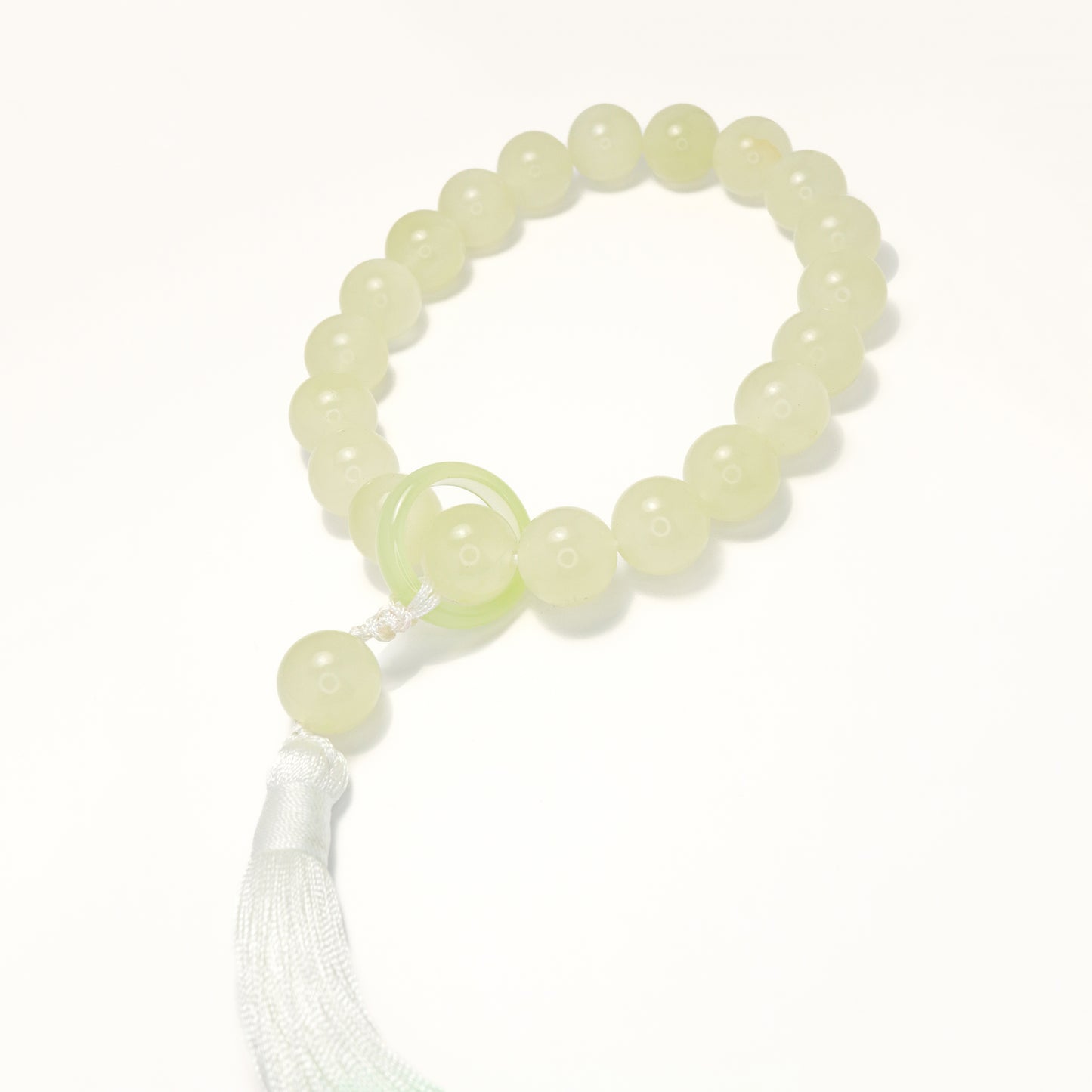 Mont Ice -  Greenish White Jade Worry Beads Bracelet
