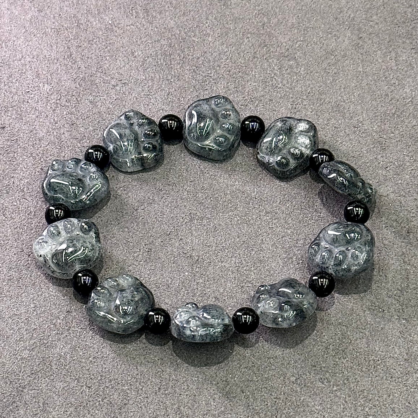Black Strawberry Quartz & Obsidian Bracelet 黑草莓晶&黑曜石 - Midnight Paw 暗夜猫爪