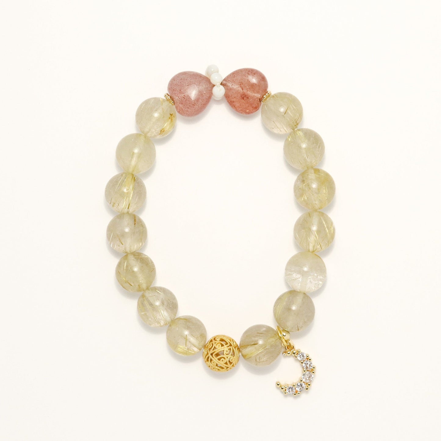 Priceless Love - Rutilated Quartz Crystal & Strawberry Quartz Bracelet