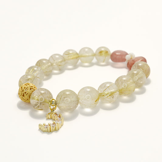 Priceless Love - Rutilated Quartz Crystal & Strawberry Quartz Bracelet