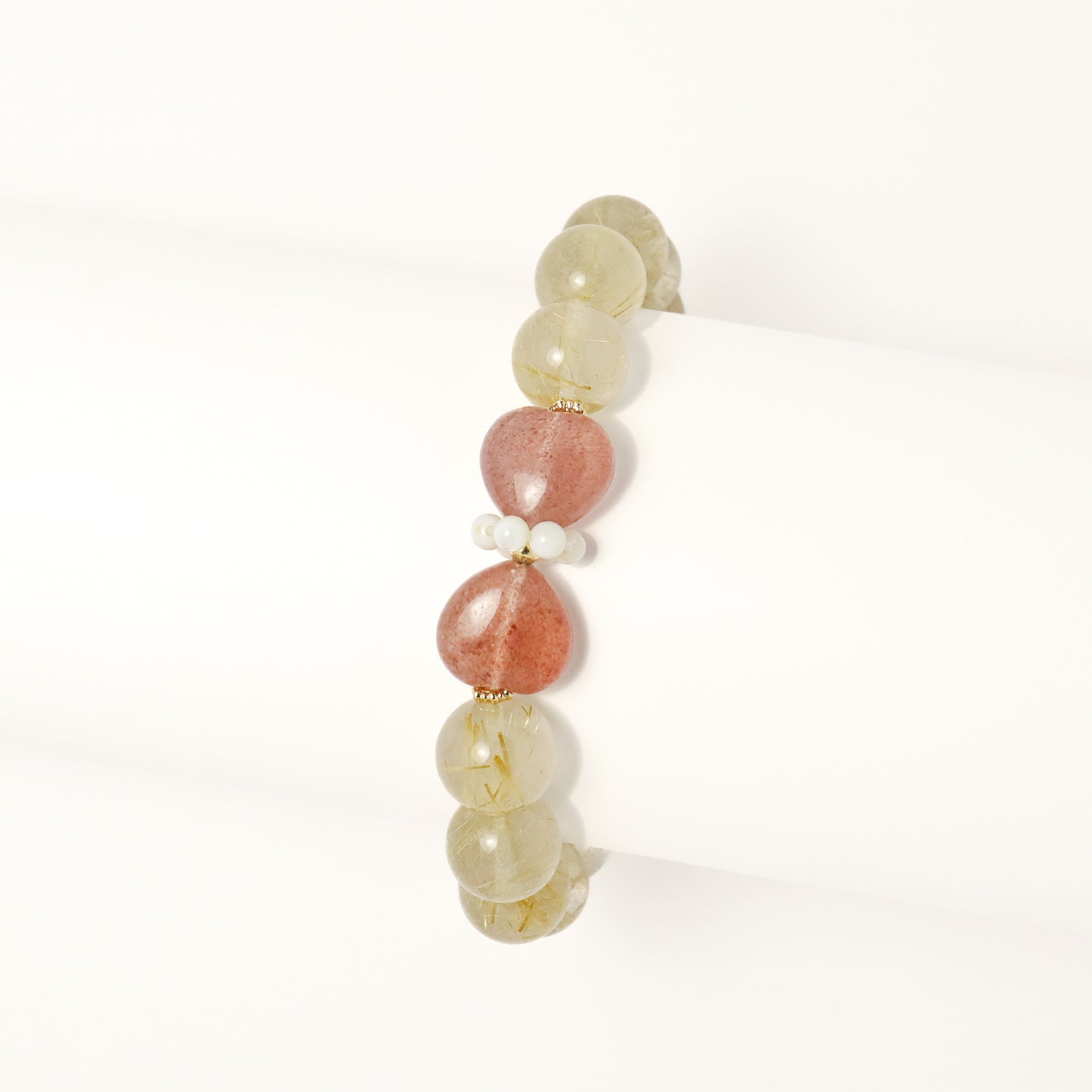 Priceless Love - Rutilated Quartz Crystal & Strawberry Quartz Bracelet