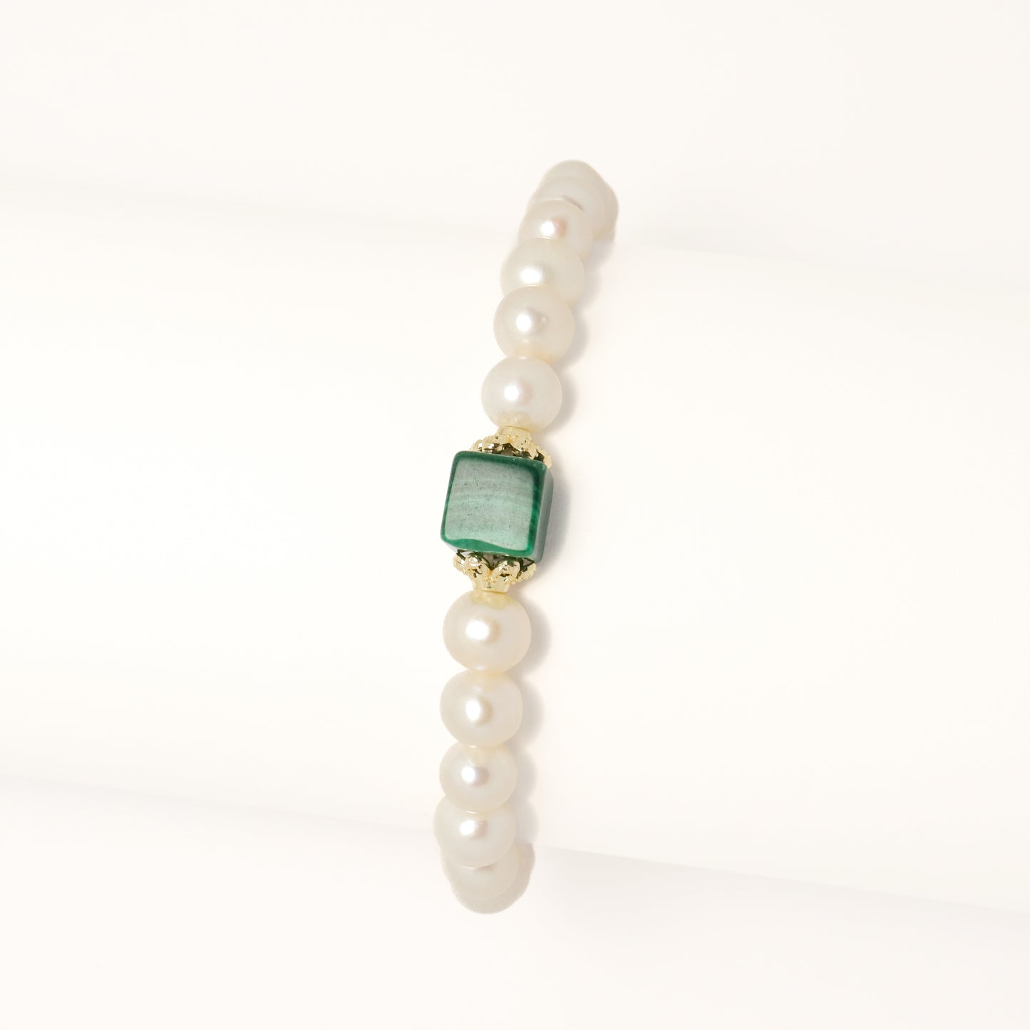 French Noble -  Freshwater Pearl & Malachite Bracelet
