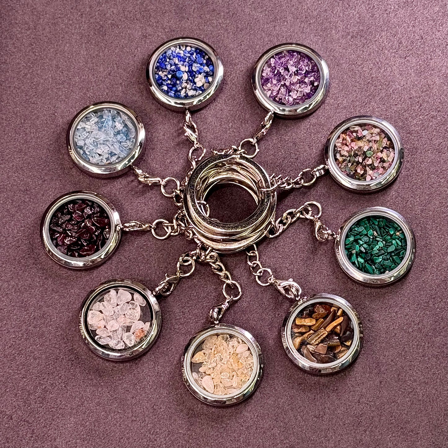 Crystal Chip Glass Pendant Keychain 水晶钥匙链 - Pocket Energy Charm