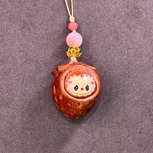 Sandalwood Strawberry Labubu Carving 檀木 - Berry Mischief 莓莓乐布