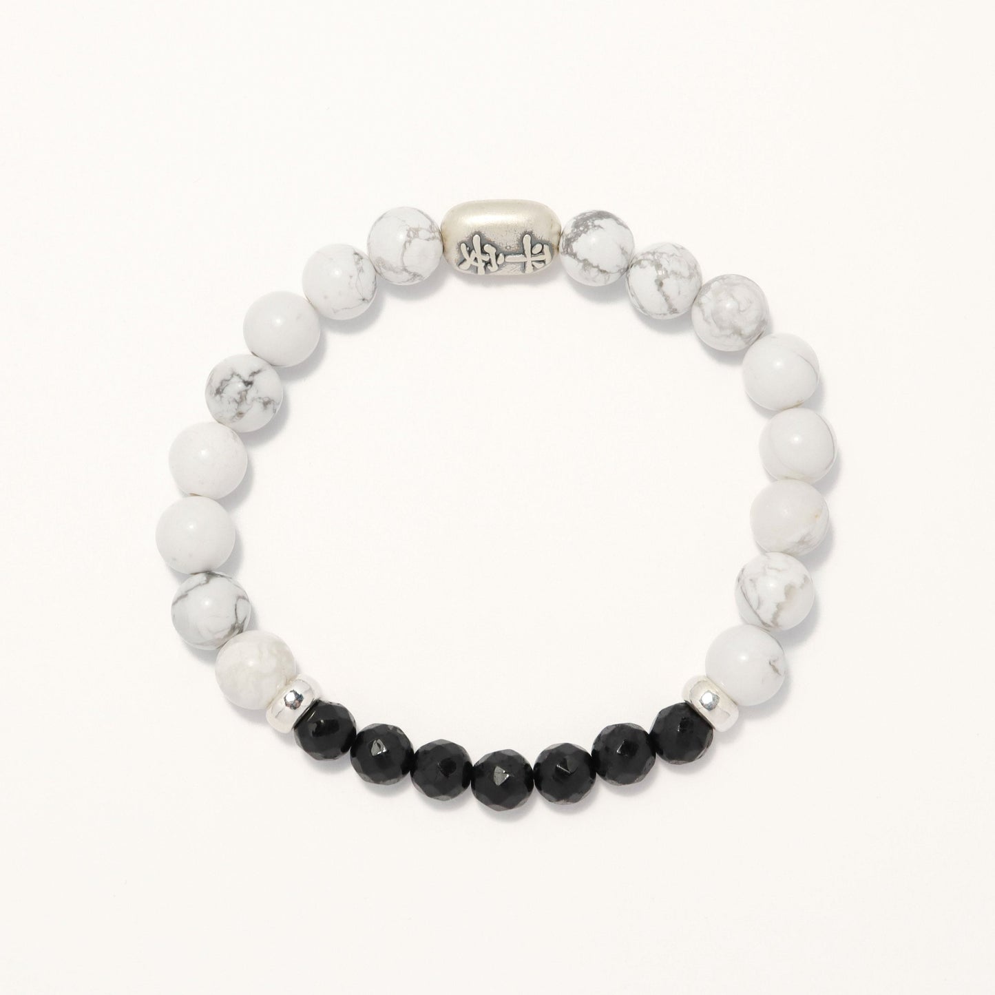 Shadow of the Midnight Stone - White Howlite Black Tourmaline & S925 Bracelet For Men