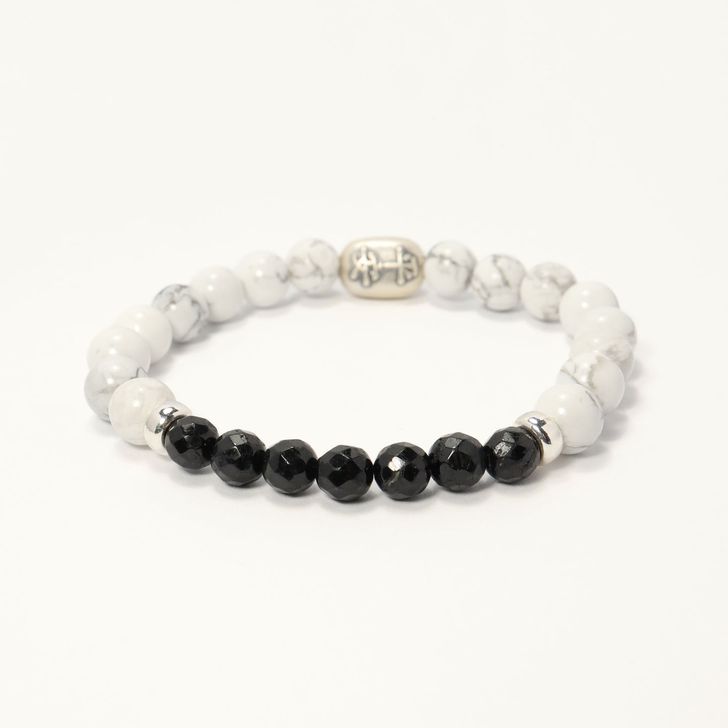 Shadow of the Midnight Stone - White Howlite Black Tourmaline & S925 Bracelet For Men