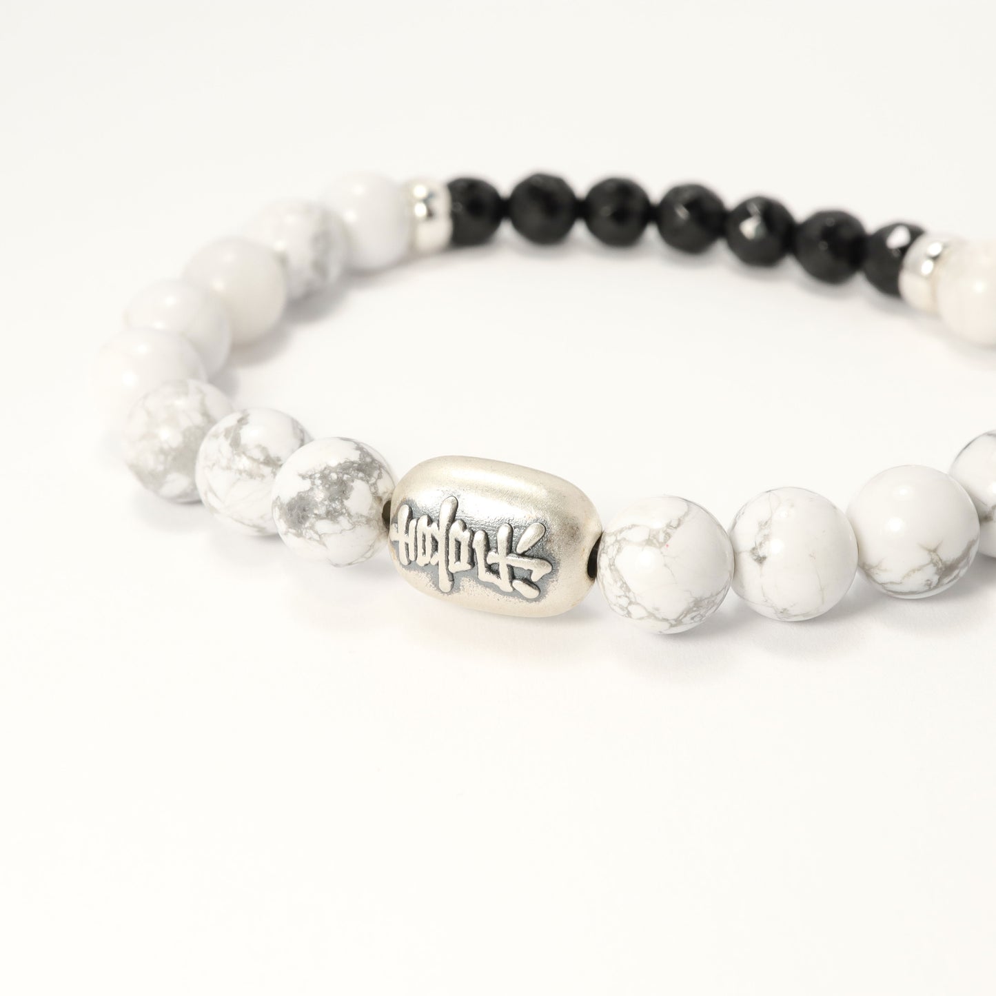 Shadow of the Midnight Stone - White Howlite Black Tourmaline & S925 Bracelet For Men