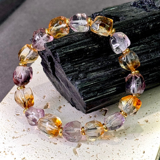 Citrine & Amethyst Bracelet 黄水晶 紫水晶 - Golden Violet Harmony 金紫和韵