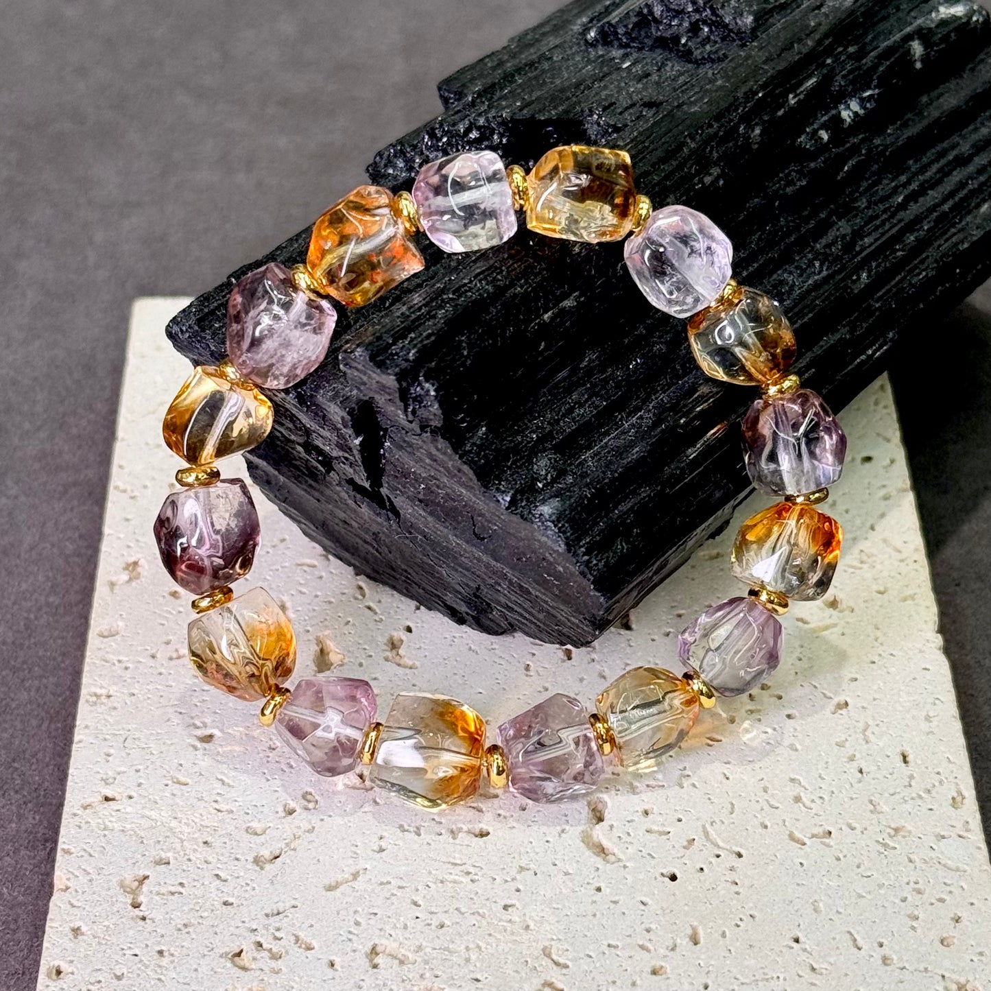 Citrine & Amethyst Bracelet 黄水晶 紫水晶 - Golden Violet Harmony 金紫和韵