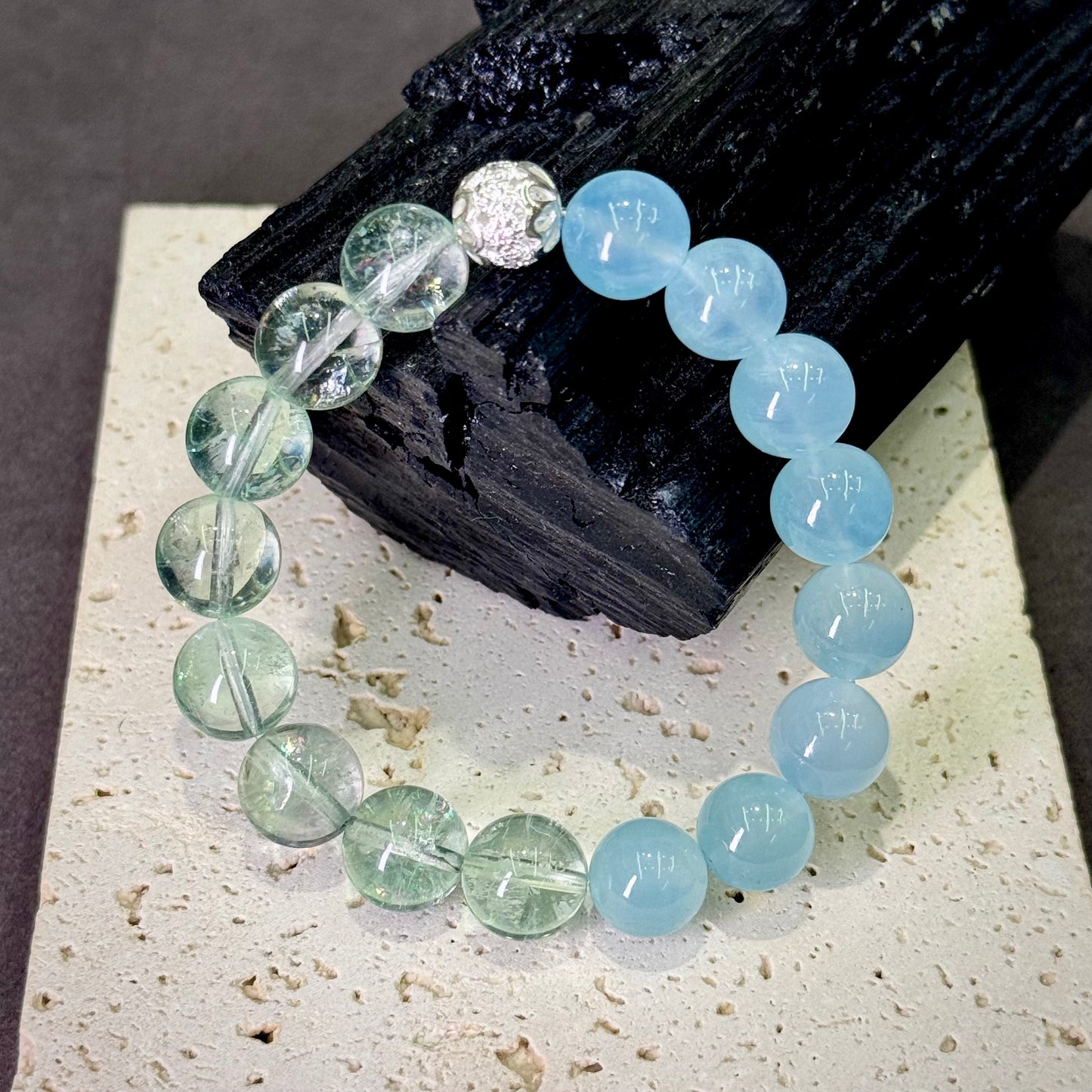 Aquamarine & Green Fluorite Bracelet 海蓝宝 绿萤石 - Ocean Meadow 海境青岚 🌊🌿