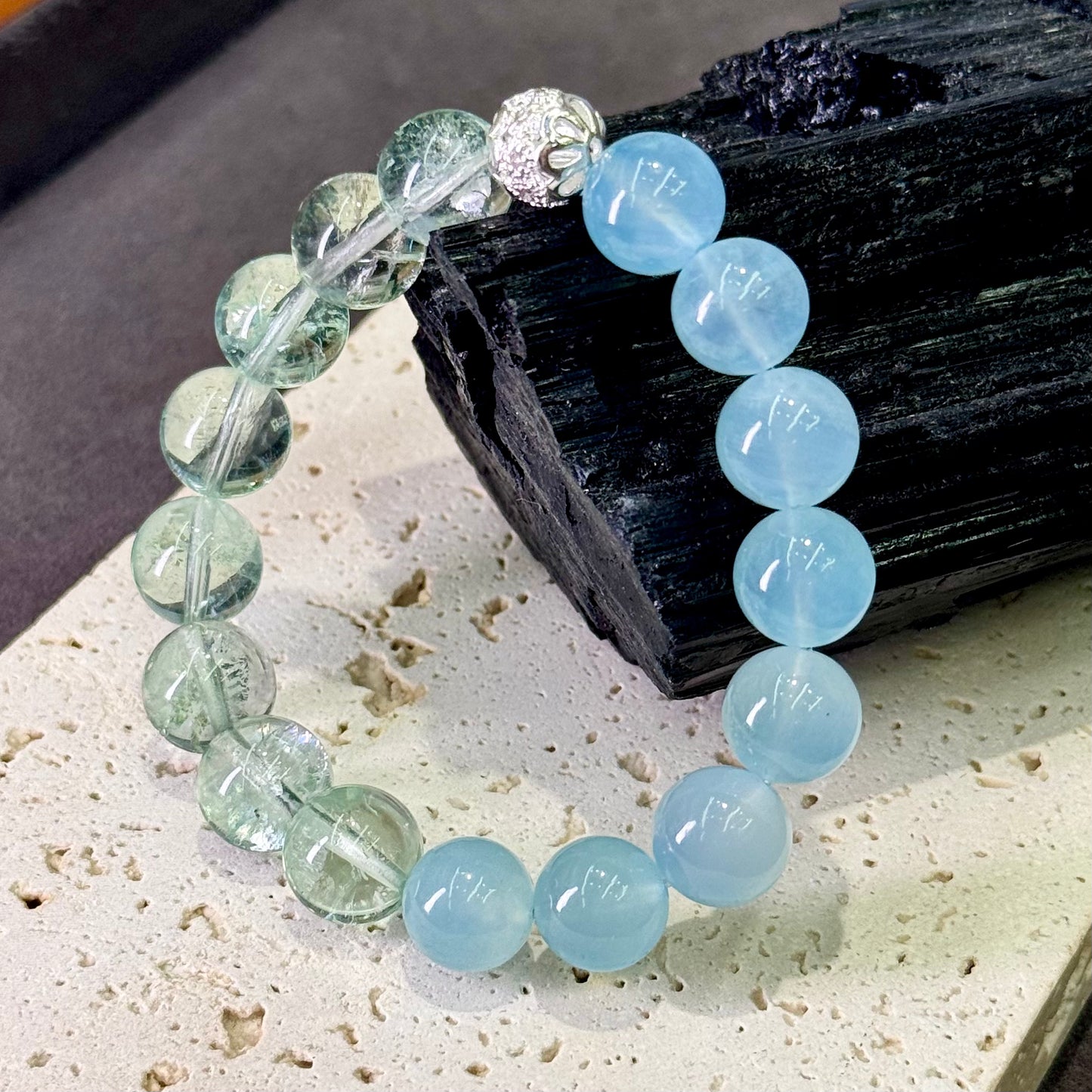 Aquamarine & Green Fluorite Bracelet 海蓝宝 绿萤石 - Ocean Meadow 海境青岚 🌊🌿