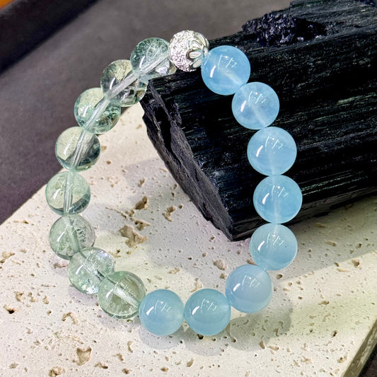 Aquamarine & Green Fluorite Bracelet 海蓝宝 绿萤石 - Ocean Meadow 海境青岚 🌊🌿
