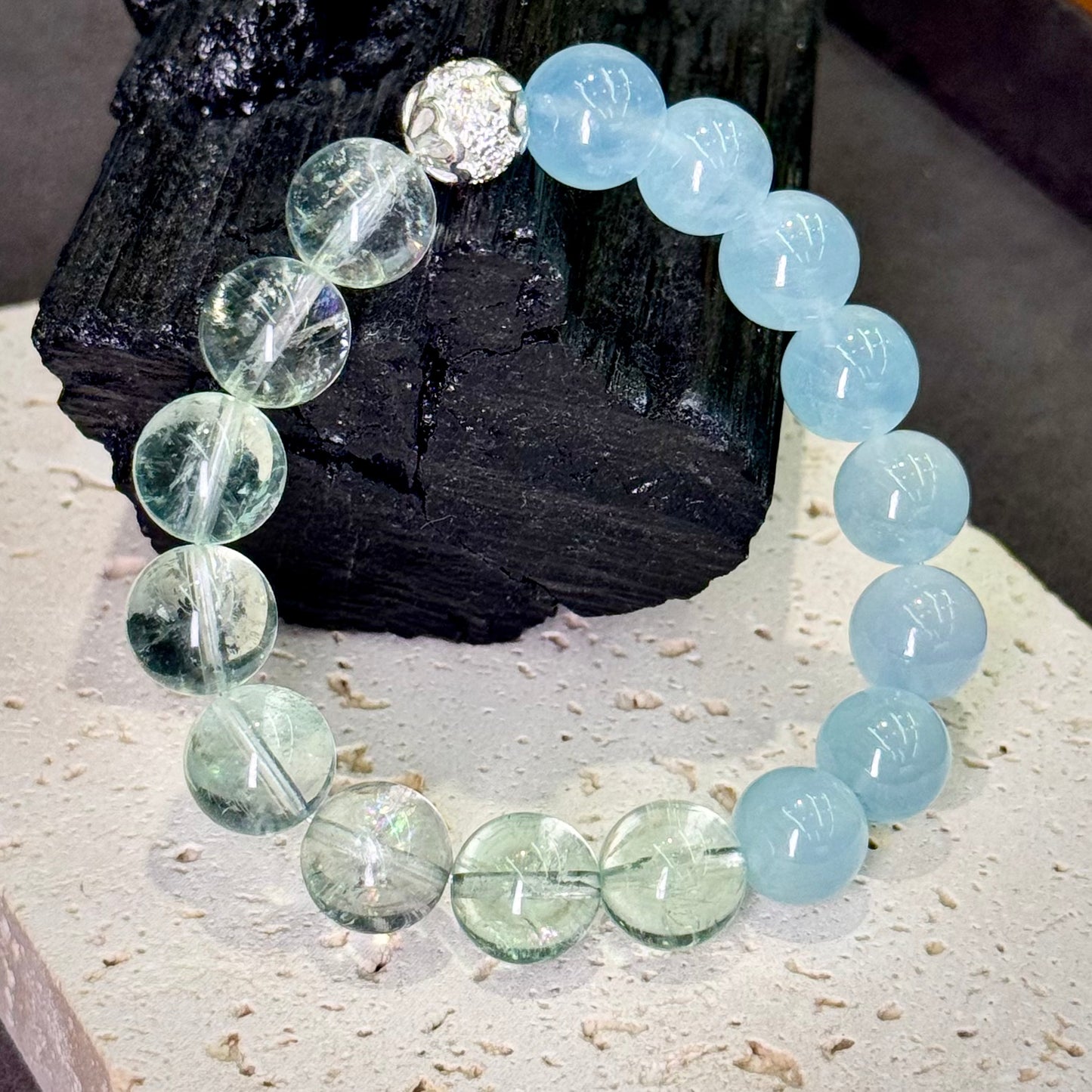Aquamarine & Green Fluorite Bracelet 海蓝宝 绿萤石 - Ocean Meadow 海境青岚 🌊🌿