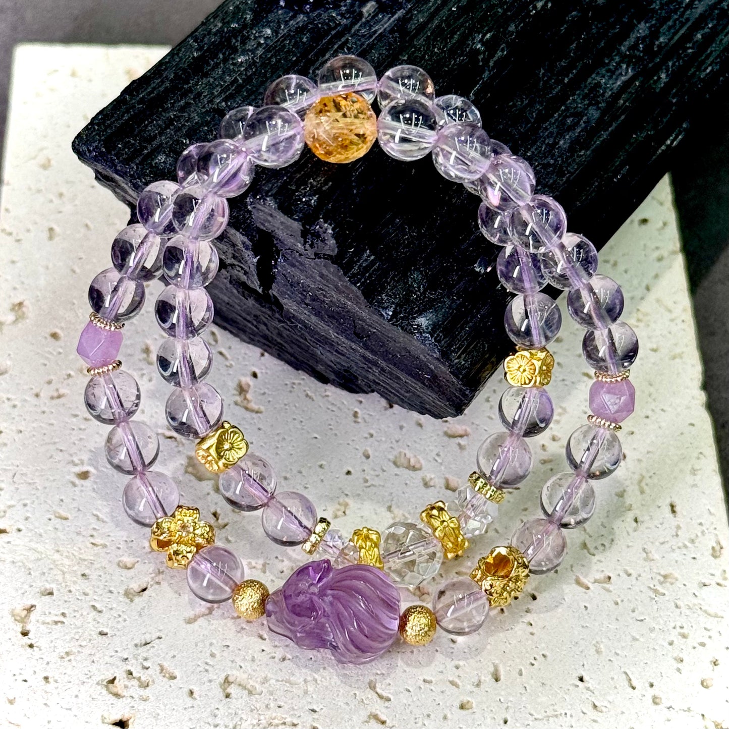 Amethyst Nine-Tailed Fox Bracelet - Mystic Abundance 紫晶灵狐 🦊💜