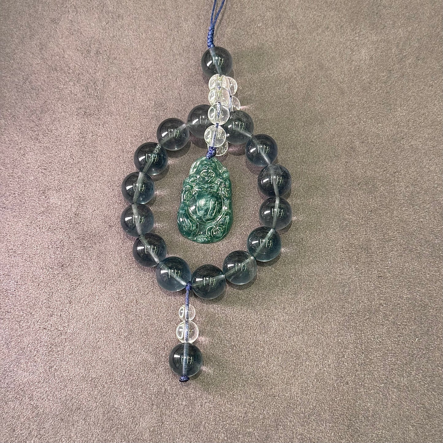 Green Fluorite Buddha Car Charm 绿萤石 佛公 车饰- Serene Journey 青萤平安